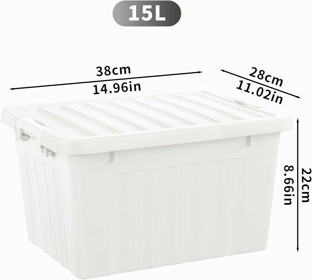 Cetomo,15L,6er-Pack, Aufbewahrungsbox mit deckel,Aufbewahrungsboxen, mit Clips, stapelbar, Wohnzimme