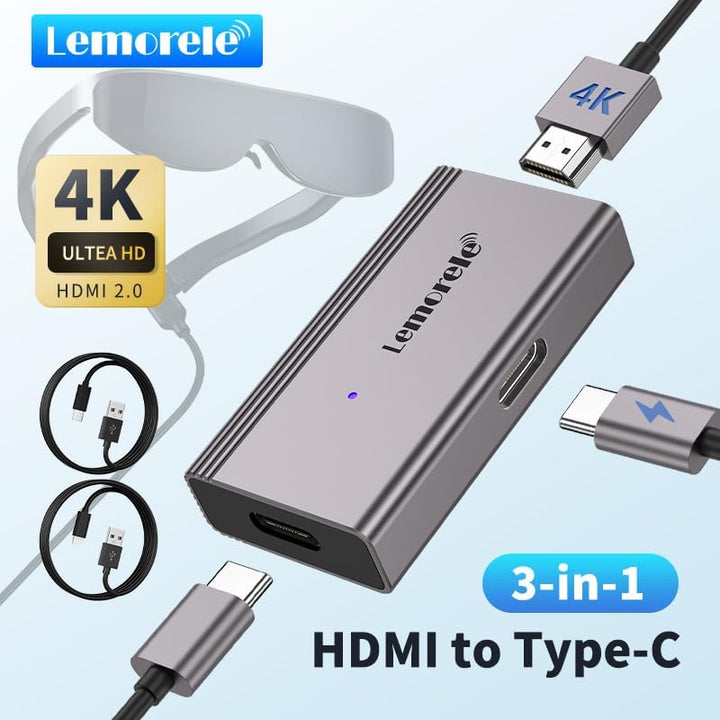 Lemorele Light ning zu USB-C Adapter, Light ning zu Typ-C Video für Nreal Air, Rokid Air, RayNeo AR,