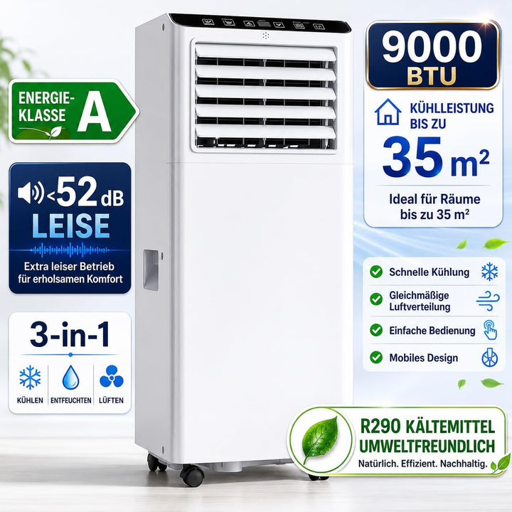 Garvee 3-in-1 Mobile Klimaanlage 9000 BTU |, Weiss 9000 BTU