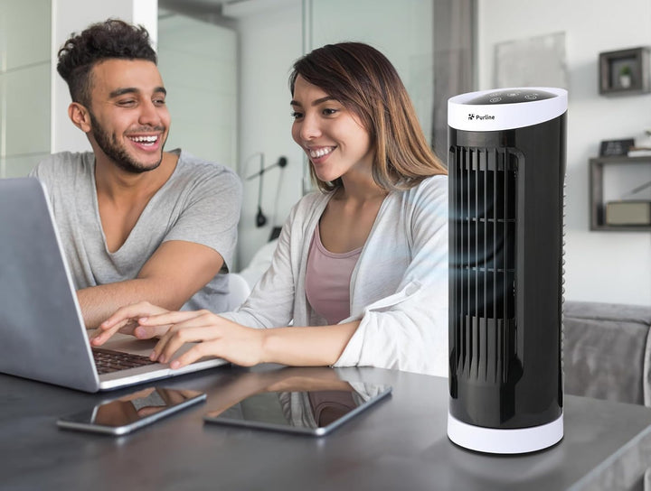 PUR LINE | Kompakter 20-W-Desktop-Turmventilator mit Touchpanel – 3 Geschwindigkeiten, automatische