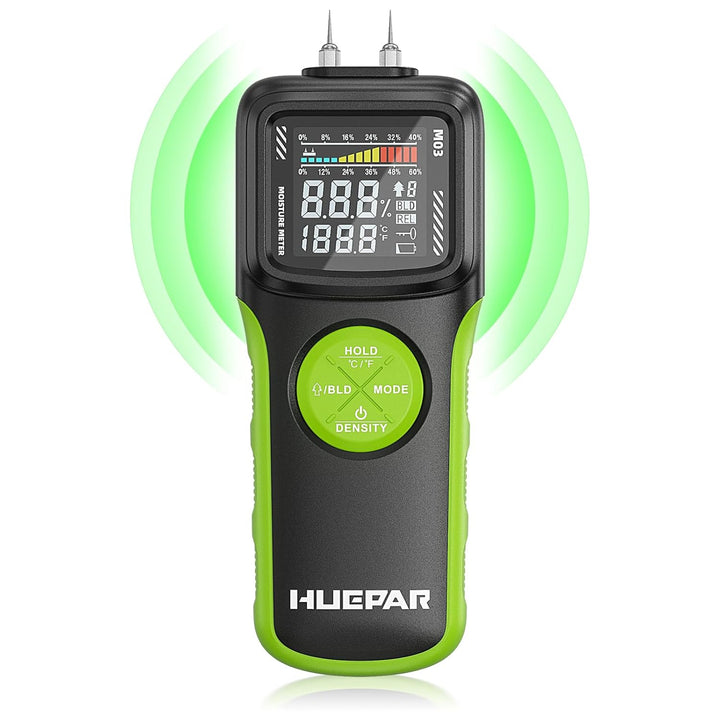 Feuchtigkeitsmessgerät, Huepar Pin &amp; Pinless Feuchtigkeitsmesser Detector für Holz oder Baustoff, Fe