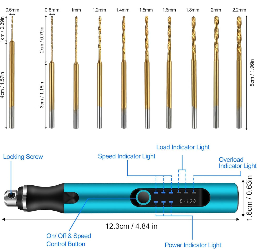 Mini Electric Hand Drill, 3-Speed Electric Mini Drill Pen, Rechargeable DIY Hand Drill Electric, Min