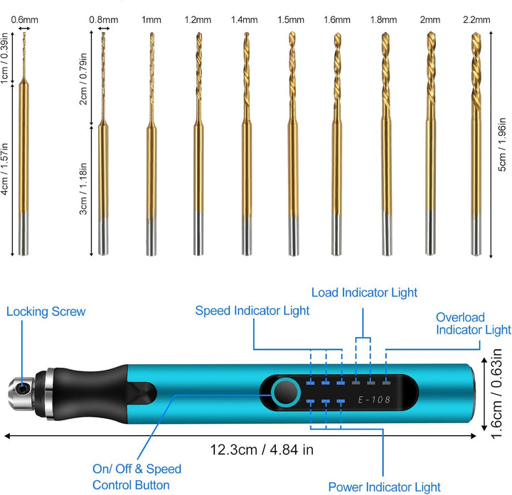 Mini Electric Hand Drill, 3-Speed Electric Mini Drill Pen, Rechargeable DIY Hand Drill Electric, Min