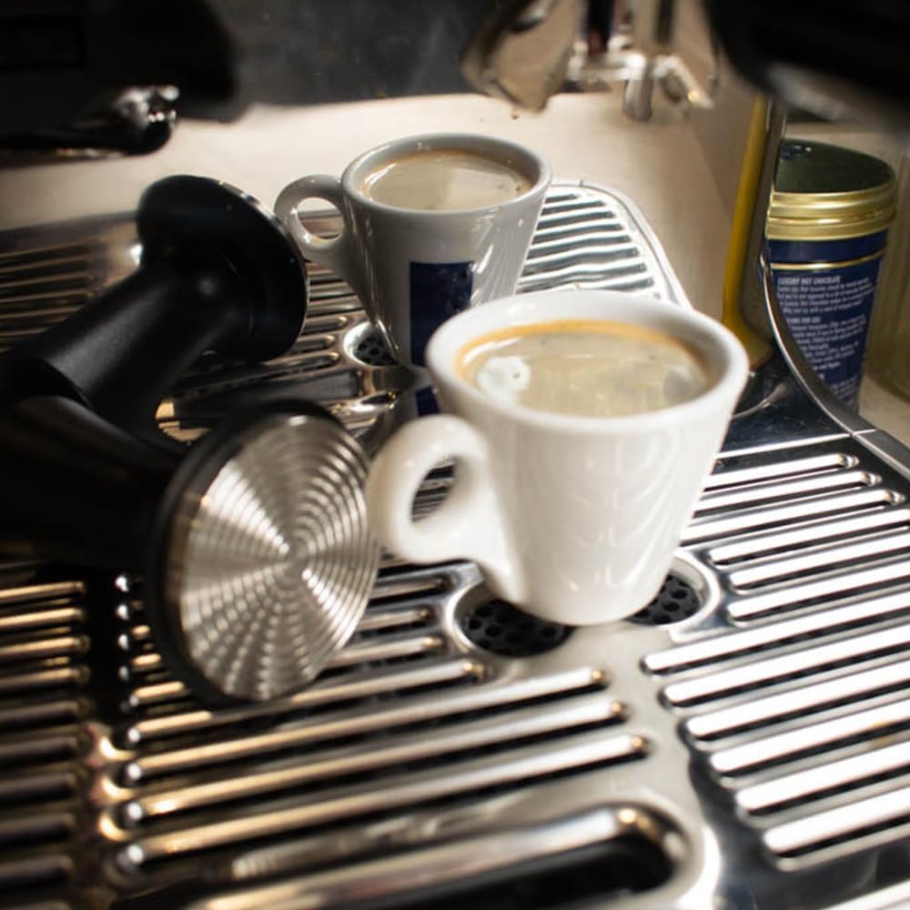 TRIXES Gefederter Kaffeestampfer mit Matte – verstellbarer Espresso-Tamper – Mattschwarz – Kaffeebrü
