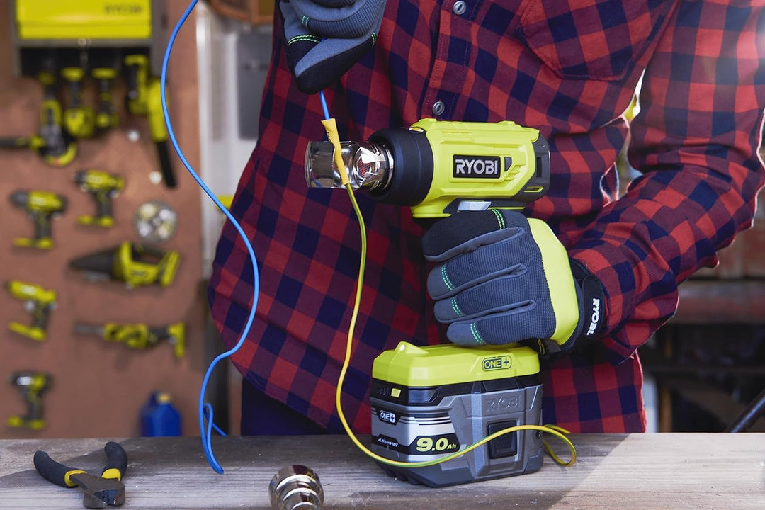 RYOBI 18 V ONE+ Akku-Heissluftgebläse R18HG-0 (Luftstrom 170l/min, Hitzegrad bis 470°, LED-Beleuchtu