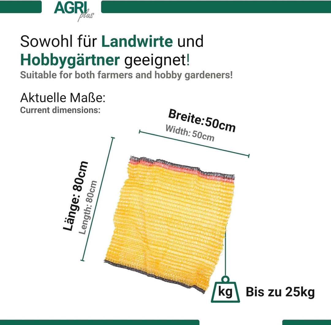 AGRI plus 100 Stück Kartoffelsäcke goldgelb mit Zugband I 50 x 80 cm I verschiedene Grössen I Grobma