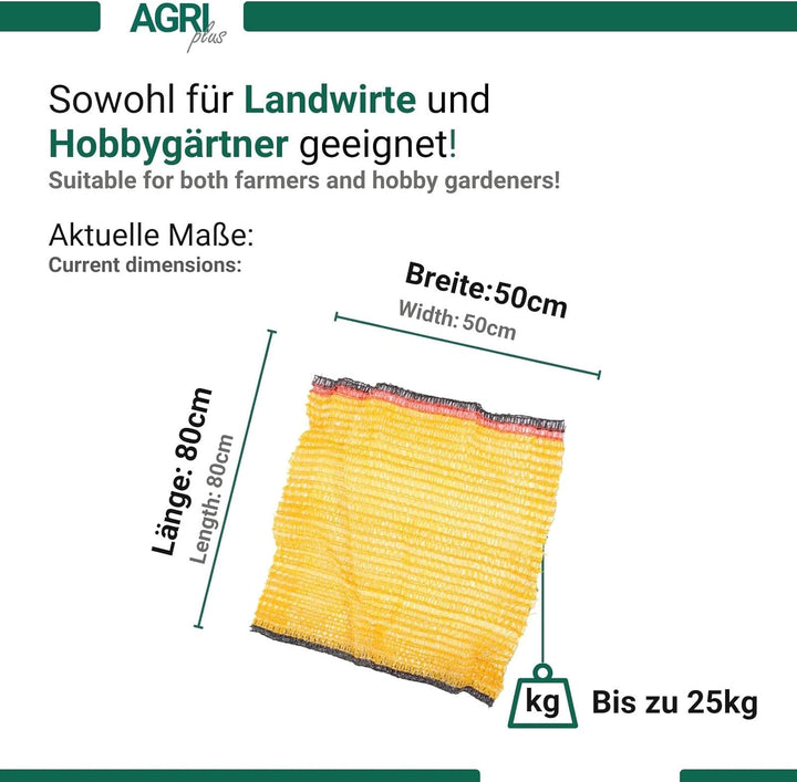 AGRI plus 100 Stück Kartoffelsäcke goldgelb mit Zugband I 50 x 80 cm I verschiedene Grössen I Grobma