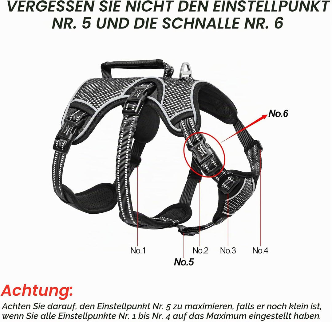 HEELE Hundegeschirr, Ausbruchsicher, Schnalle im Halsbereich, Reflektierend, Brustgeschirr mit Robus