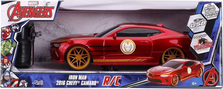 Jada Toys 253226000 Marvel RC, Iron Man 2016 Chevy, Chevrolet Camaro SS, Ferngesteuertes Auto, Turbo