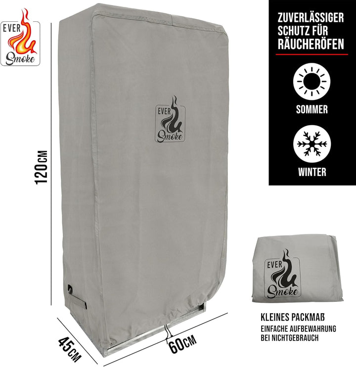 Schutzhülle für Räucherofen, Large (120cm), Grau | Wasserabweisende Polyester, UV-Schutz, Staubschut