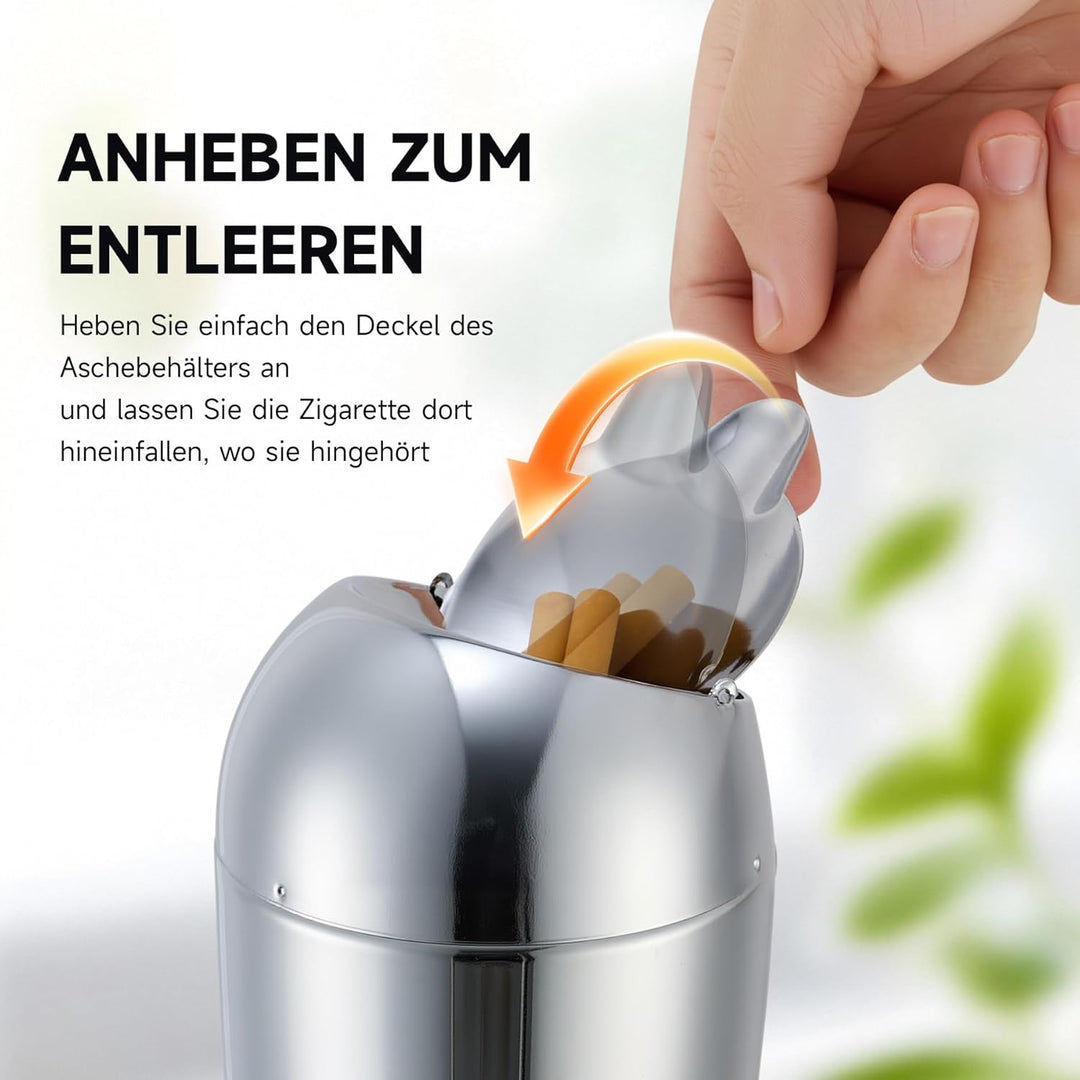 CO-Z Standaschenbecher Edelstahl Aschenbecher mit Deckel für Drinnen Höhenverstellbar Stand Aschenbe