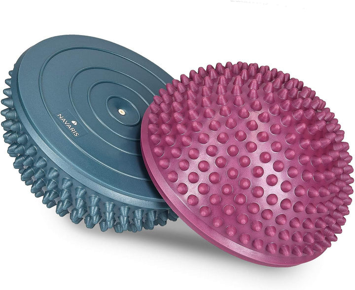 Navaris Balance-Igel Fitness Halbkugel mit Noppen - 2X Balance Igel Set - Sport Kissen für Balancetr
