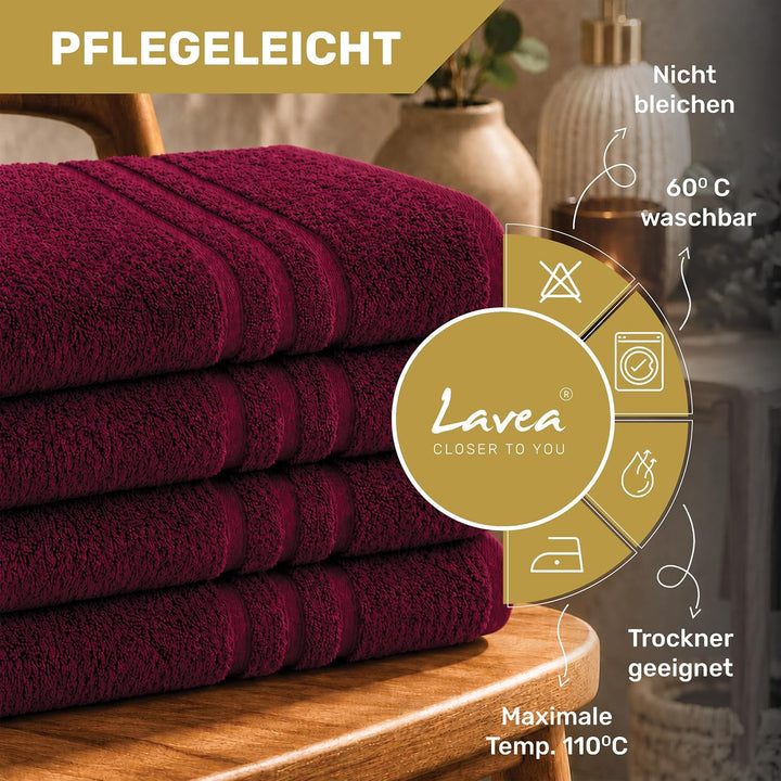 Lavea® 4er Set Handtuch 50x100 cm – Saugstarke und Weiche Handtücher aus 100% Baumwolle, Frottierser