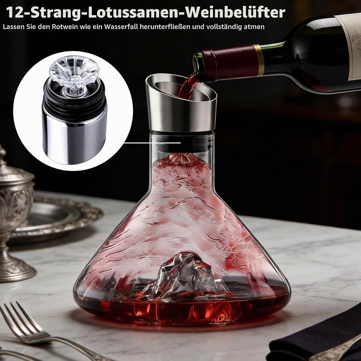 Weindekanter: 1500 ml Wein Dekanter Kristallglas, Weinkaraffe mit Belüfter und Filtern, Tropffreier