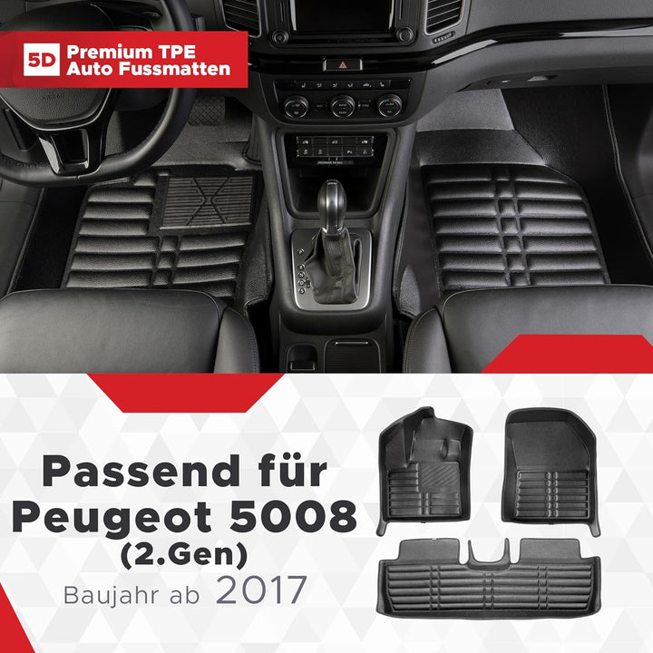 fussmattenprofi.com Auto Fussmatten Kompatibel mit Peugeot 5008 (2.Gen) Baujahr ab 2017 I 100% Passg