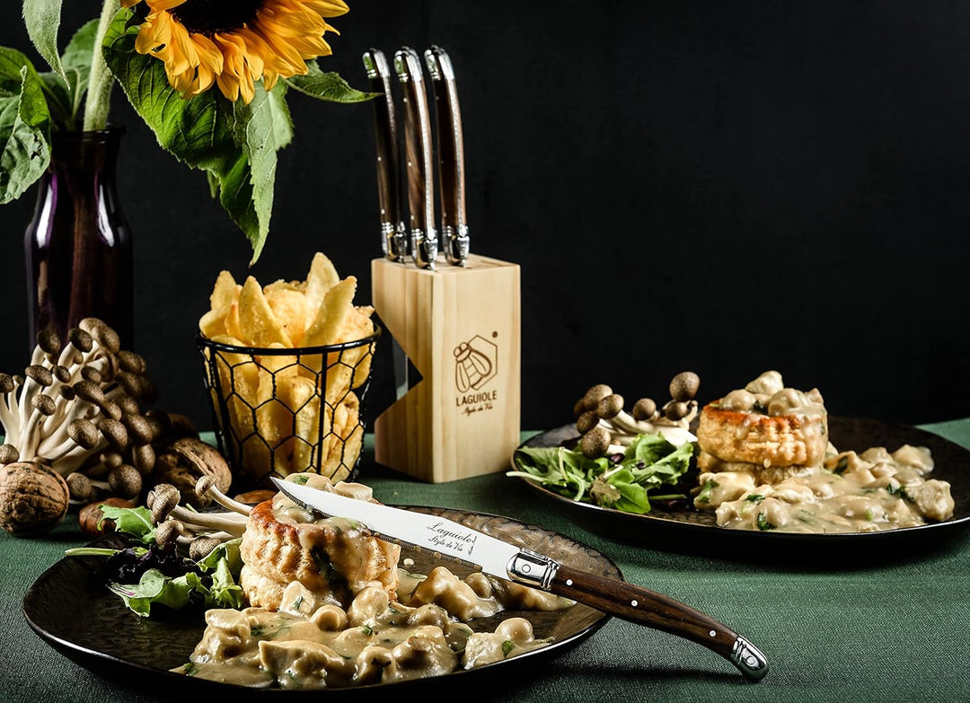 Laguiole Style de Vie Steakmesser Premium Line, 1,8mm Dicke, 6-teilig, Holzfarbe