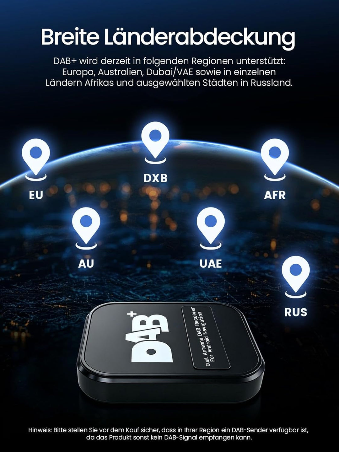 DAB+ Autoadapter mit Antenne für Autoradios mit Android 5.1+, Digitalradio-Antennen-Tuner mit FM-Übe
