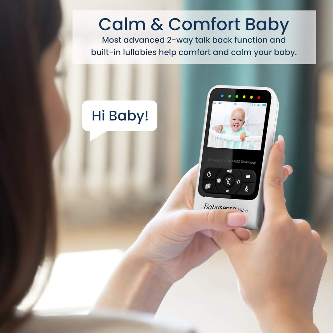 Babysense Video-Babyphone Zwei Kameras und Audio, Grosser Reichweite, Anzeige der Raumtemperatur, Na