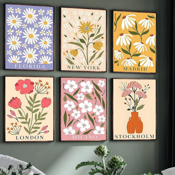 JATOK 6 Stück Malen Nach Zahlen Erwachsene, DIY Blumen für Anfänger, Handgemalt Ölgemälde Leinwand K