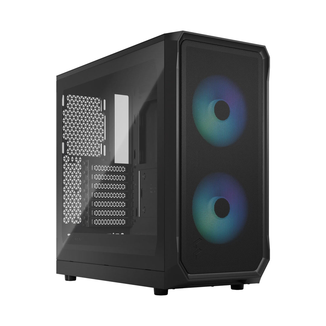 Fractal Design Focus 2 RGB Black - Tempered Glass Clear Tint - Mesh Front – Two 140 mm RGB Aspect Fa