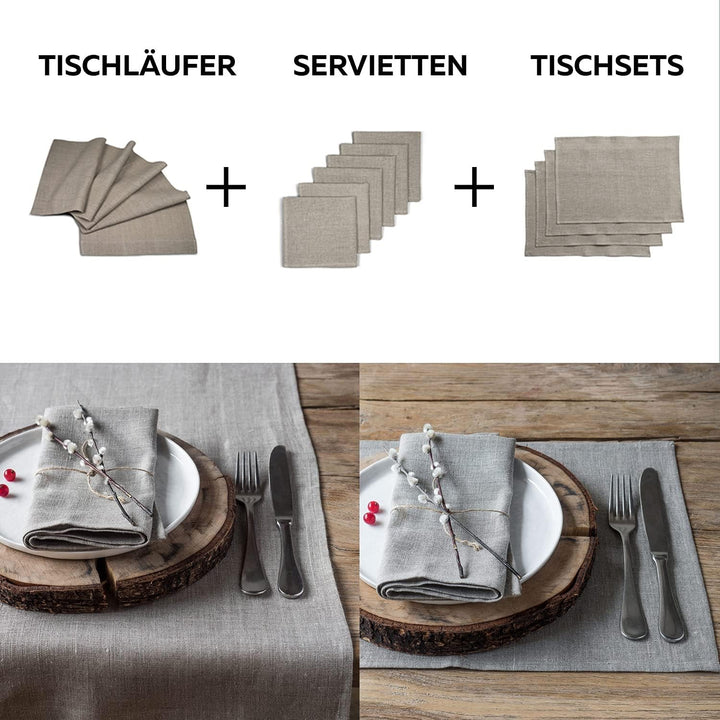 Leinen Tischläufer | Tischband Reinleinen | Tischtuch 100% Leinen LANDHAUSSTIL &amp; RUSTIK 45 x 230 cm