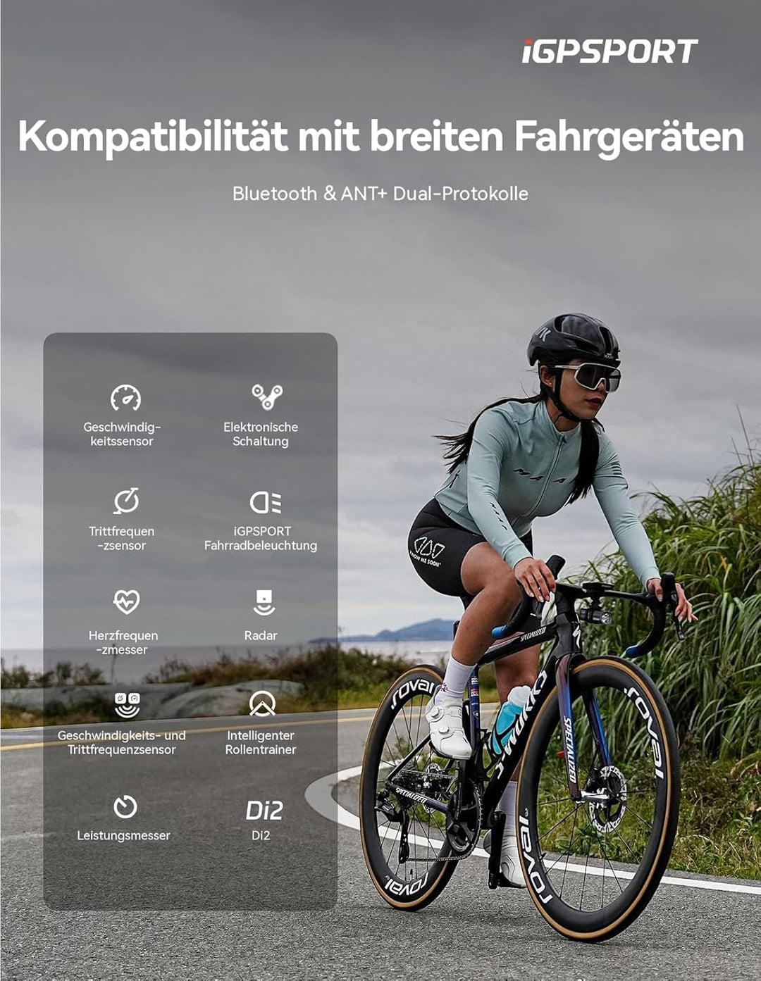 iGPSPORT BSC200S Fahrradcomputer Kabellos, 2,4“ Farbbildschirm GPS Routennavigation Fahrrad Tacho(BS
