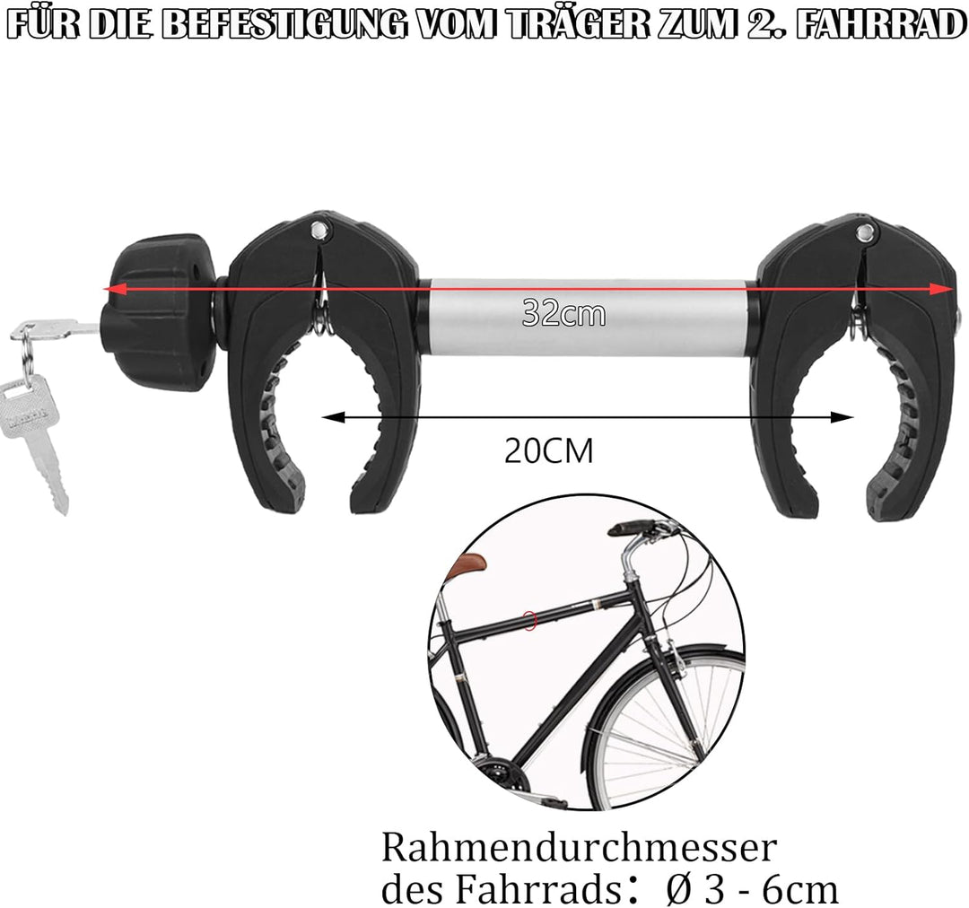 Sorlpv Rahmenhalter für Fahrradträger 32CM Länge, Universal Kurze Fahrradrahmenhalter Abschliessbare