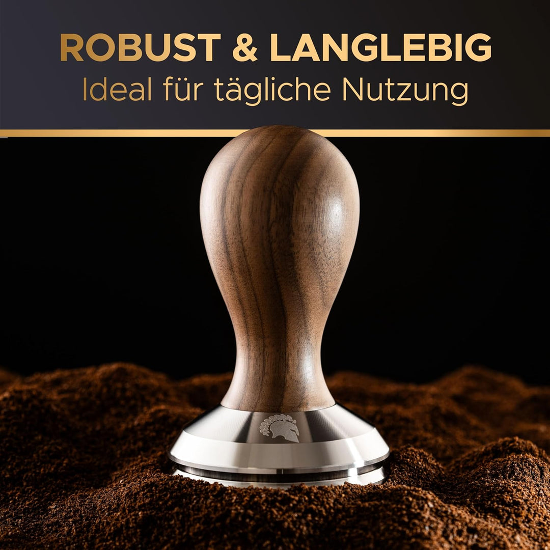 BaristaLegends Espresso Tamper 58,5mm – Präziser Kaffee-Tamper mit Edelstahlbase und Holzgriff, Anti