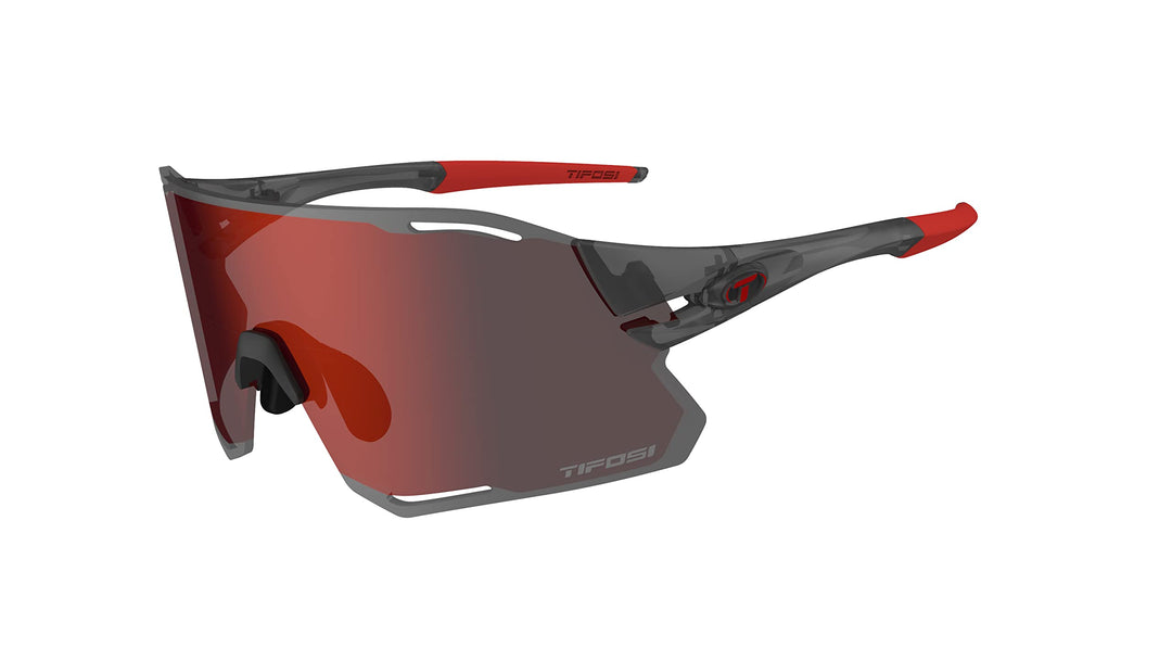 Tifosi Rail Race Satin-Vapor austauschbare Radsport-Sonnenbrille (2 Gläser), Clarion-Rot/Transparent
