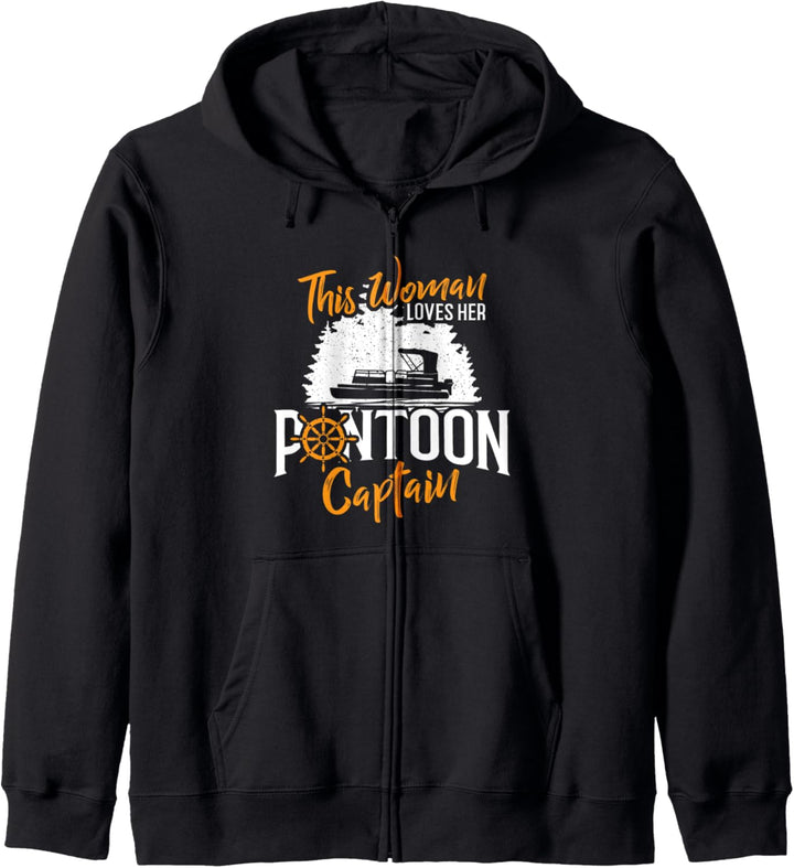 This Woman Loves Her Pontoon Captain - Boating Boat Skipper Kapuzenjacke