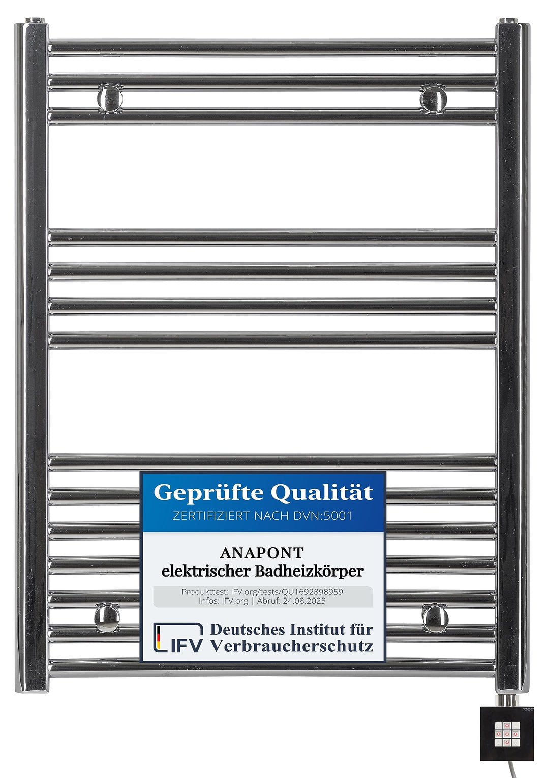 anapont elektrischer Badheizkörper - gerade - Chrom - Timer-Funktion - Handtuchheizkörper - Badheizu