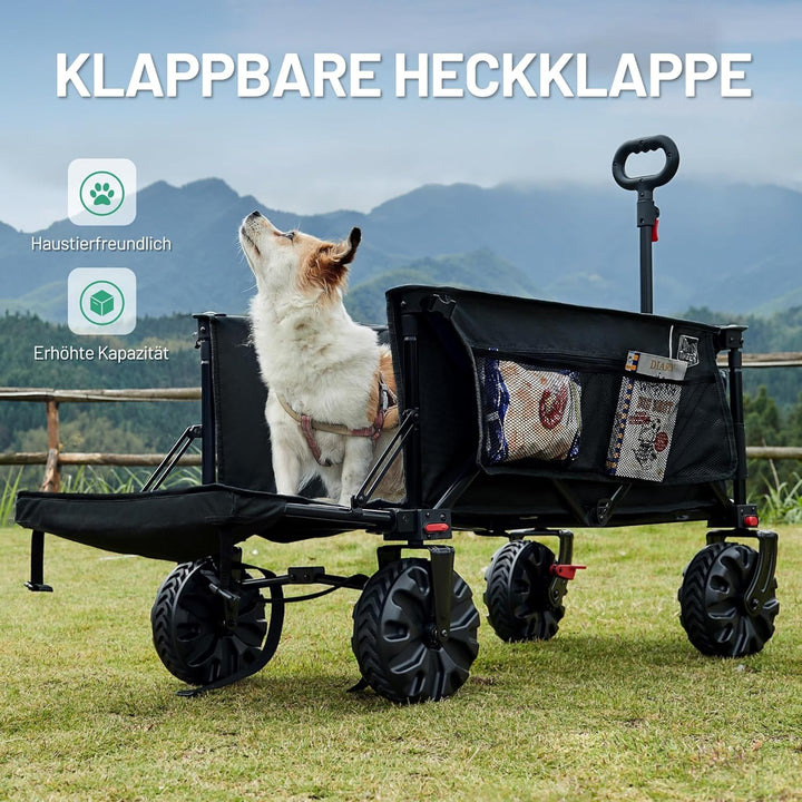 TIMBER RIDGE XXXL Bollerwagen Faltbare 300L Extra Langer mit Faltbarer Heckklappe Handwagen mit Seit