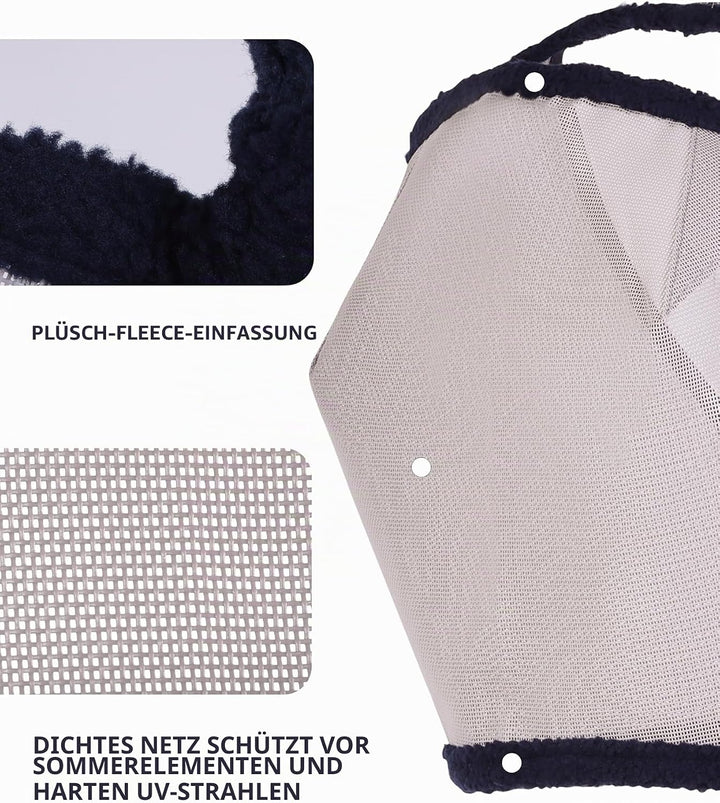 Harrison Howard Fliegenmaske aus Netzstoff, UV-Schutz, mit Fleece-gepolstertem Rand, Grösse L, Grau