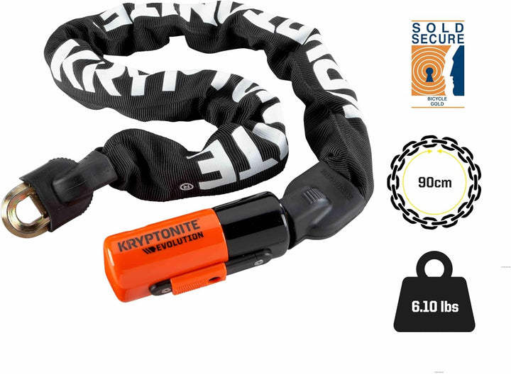 Kryptonite 808 Kabelschloss Evolution series 4 Integrated Chain 1090, Schwarz, 90cm Single, Single