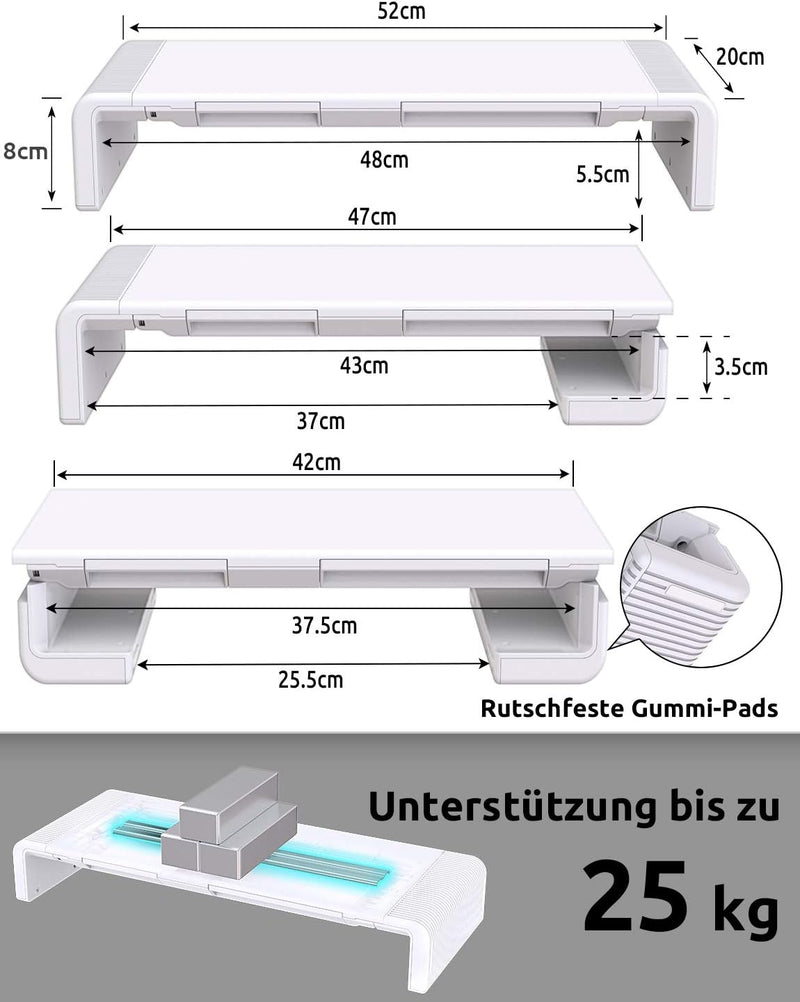 TATEGUARD Faltbarer Monitorständer Riser Computer Monitorständer mit Verstellbarer Breite kompatibel