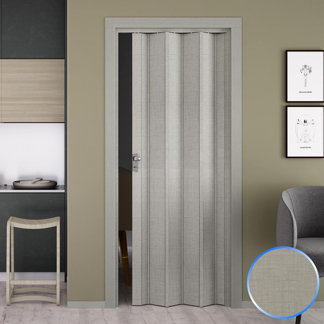 Innenraum Falttür in PVC Grauer Stoff 88,5x214 cm mod. Luciana, Grauer Stoff