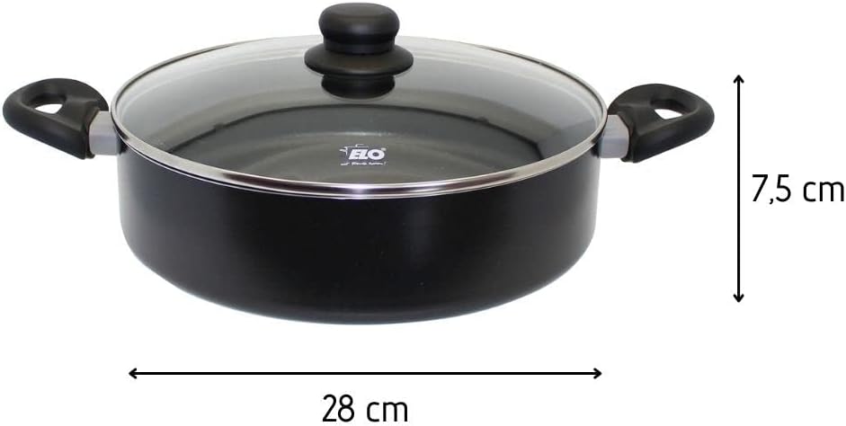 ELO 4382826 Schmorpfanne mit Deckel, Schmorpfanne mit Deckel, Schmorpfanne 28 cm, Induktion, Schmorp