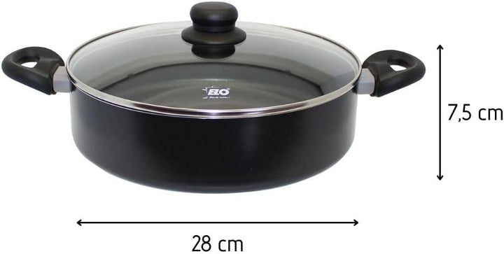 ELO 4382826 Schmorpfanne mit Deckel, Schmorpfanne mit Deckel, Schmorpfanne 28 cm, Induktion, Schmorp
