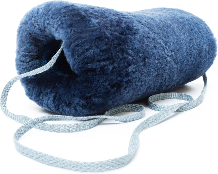 Reissner Lammfelle Engel warmer Lammfell Muff Handwärmer für Damen und Herren Blau, Blau