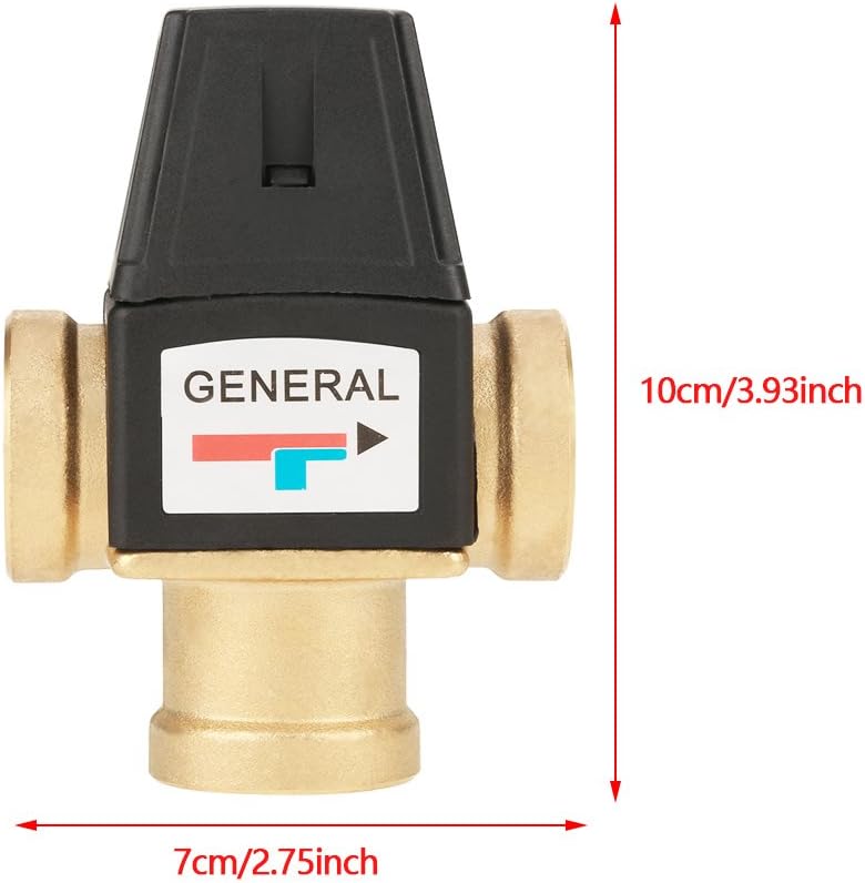 Messing Thermostat-Mischventil 3 Wege DN20-Innengewinde, für Heiss- und Kaltwassertemperaturregelung