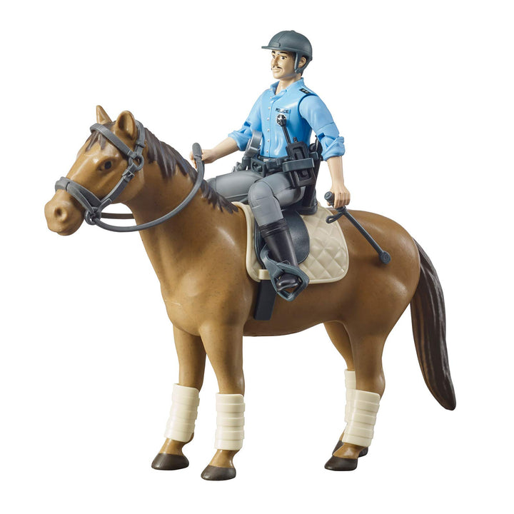 bruder 62507 - Pferd mit Polizisten, Reit- & Polizeiausrüstung - 1:16 Spielzeugfigur, Tier, Polizeis