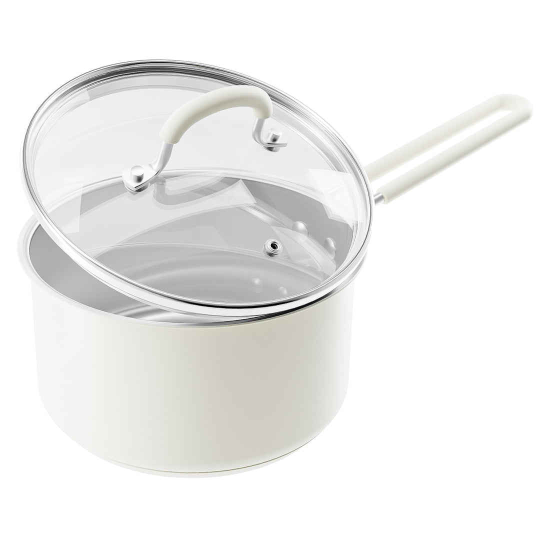 Milchtopf mit Abdeckung 18 cm, Edeastahl Kasserolle, 2L Kasserolle, Stielkasserolle, Geeignet für In