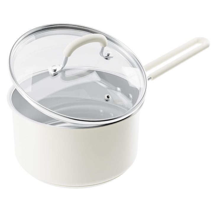 Milchtopf mit Abdeckung 18 cm, Edeastahl Kasserolle, 2L Kasserolle, Stielkasserolle, Geeignet für In