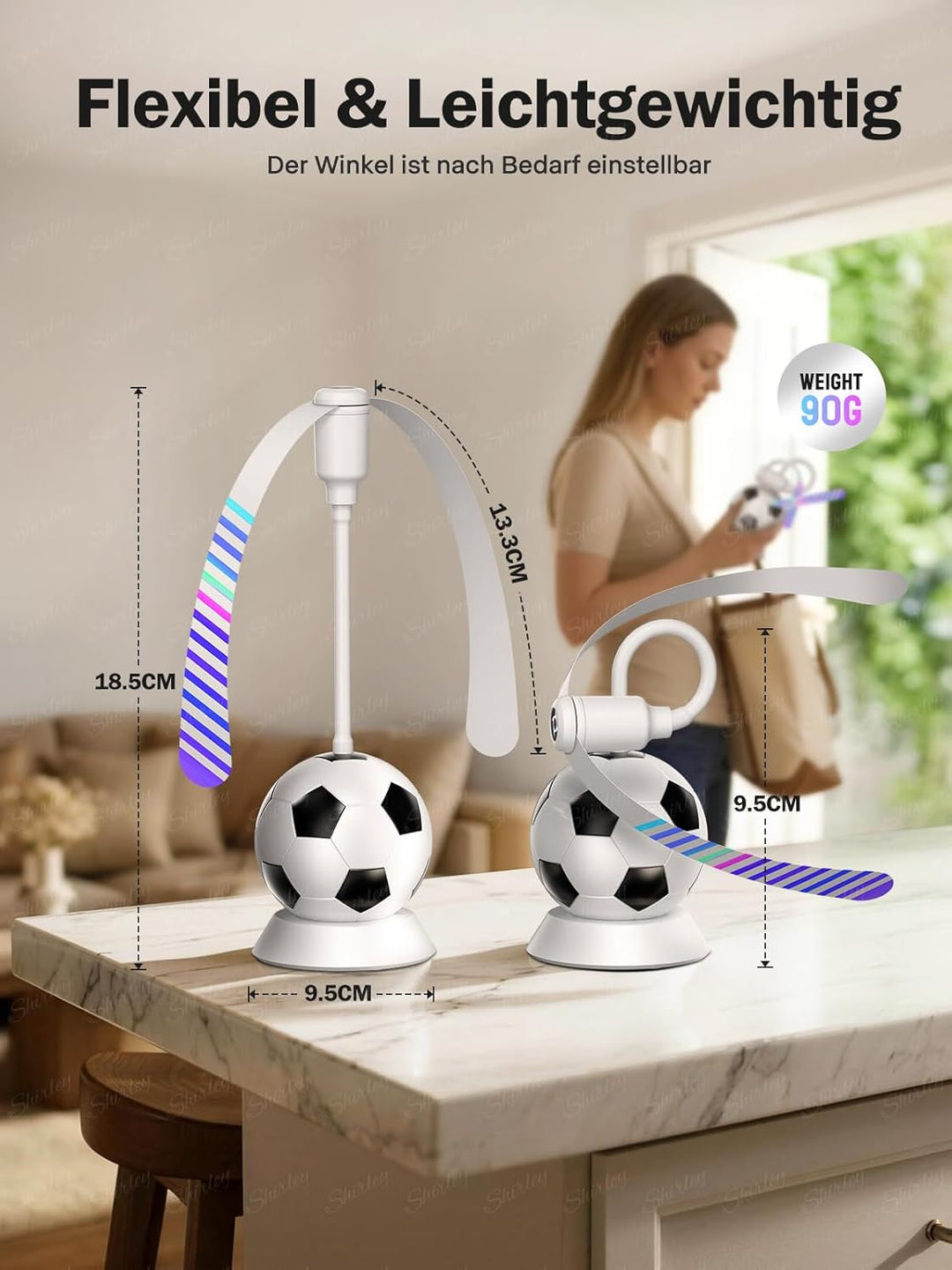 Fliegenwedler, Fliegenabwehr Tischventilator mit Haken, Soft-Stop, Tragbarer Mückenventilator& Flieg