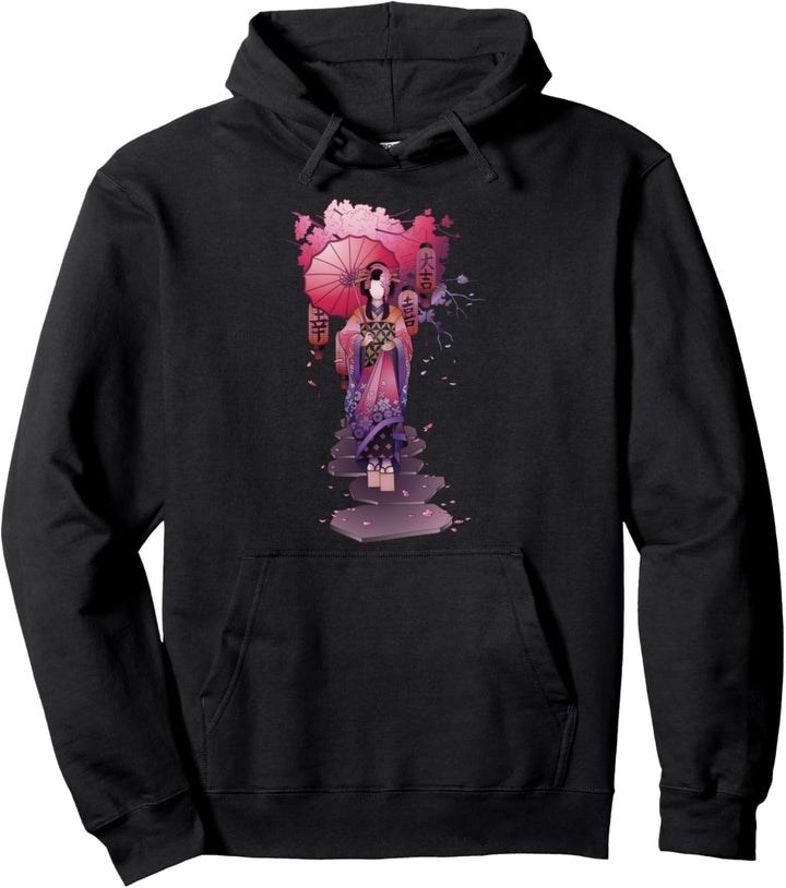 Japanisches Kawaii Geisha-Mädchen in Kimono-Japan-Kunst Pullover Hoodie