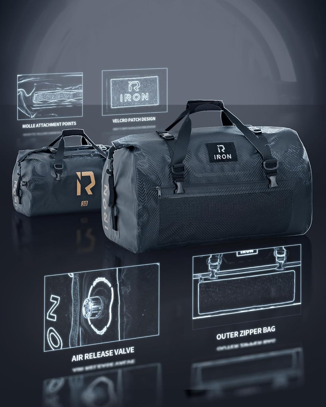 IRON JIA'S Motorradtasche Gepäckrolle wasserdichte Hecktasche Satteltasche Reisetasche mit rollversi