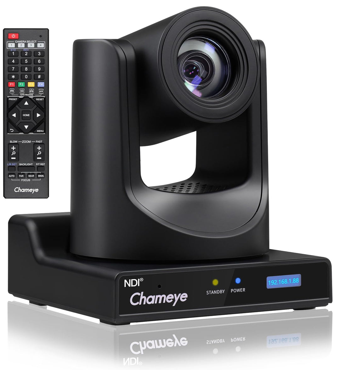 Chameye NDI PTZ Camera 20x Optical Zoom AI Auto Tracking PTZ Camera with LCD Display, 3G-SDI IP 1080