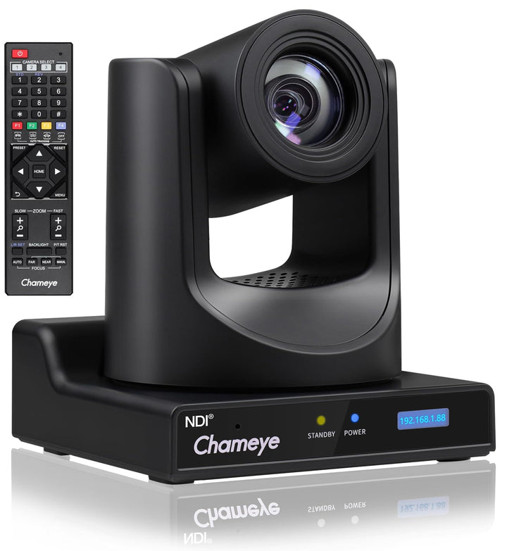 Chameye NDI PTZ Camera 20x Optical Zoom AI Auto Tracking PTZ Camera with LCD Display, 3G-SDI IP 1080