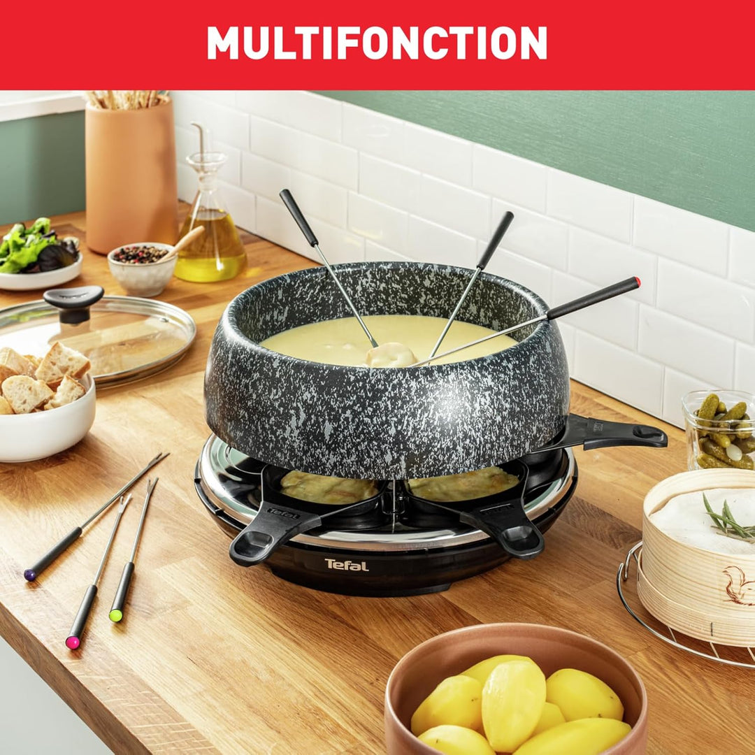 Tefal Raclette & Fondue Cheese'n Co RE12C8 | Elektrischer Raclette-Grill + Fondue-Gerät | für 6 Pers