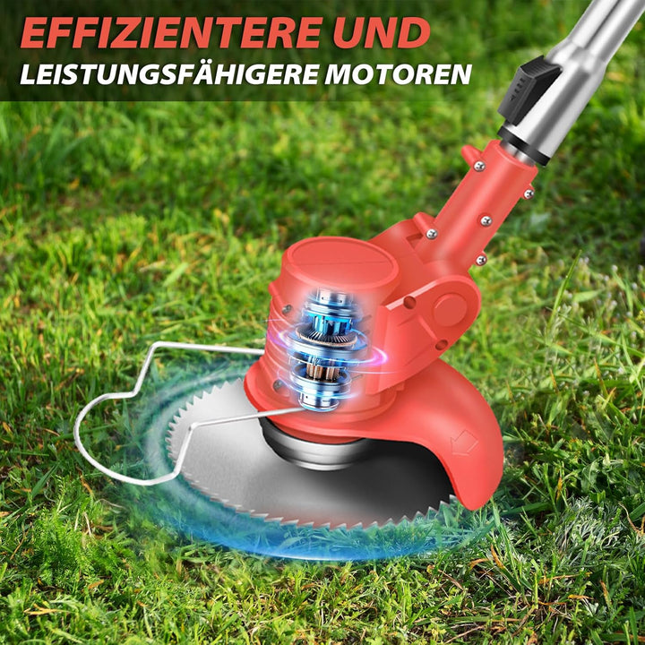 21V Akku Rasentrimmer, 3 in 1 Akku Rasen Trimmer mit 2x3000mAh Batterie, Elektrischer Rasentrimmer m